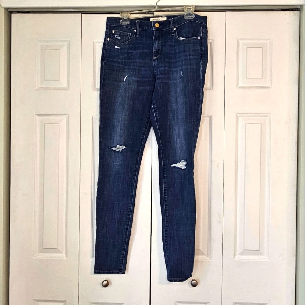 Women's Dark Blue Distressed Jeans